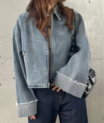 JUNOAH 데님 오버 사이즈 숏 자켓 여성용