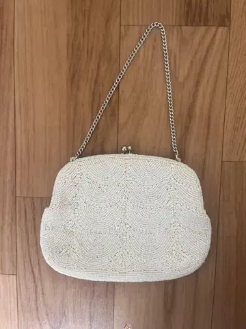 앤티크 아이보리 비즈 자수 클러치백 핸드백 일본