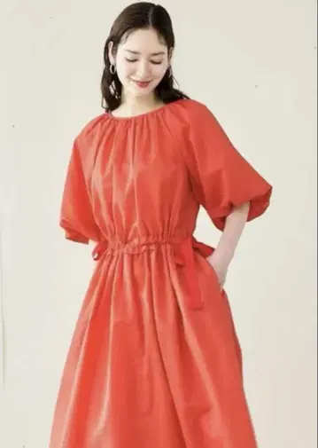 DOCLASSE 시어서커 드레이프 원피스 오렌지 M