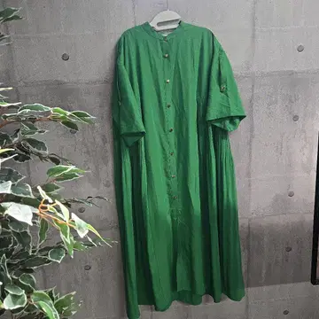 그린 반팔 셔츠 원피스