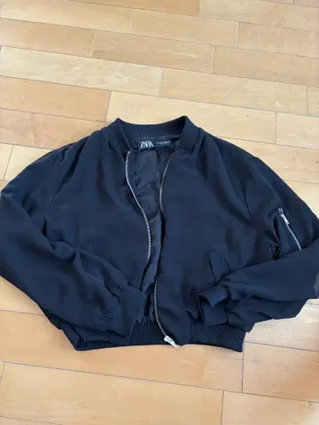 ZARA 시어 크롭 봄버 자켓 MA-1 블루종