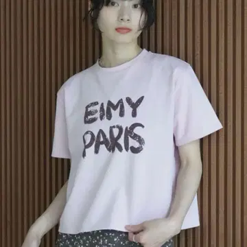 페인트풍 로고 EIMY PARIS 티셔츠 핑크