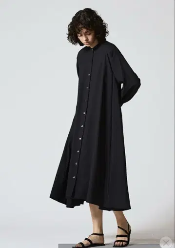 미즈이로 인드 그레이 긴팔 셔츠 원피스