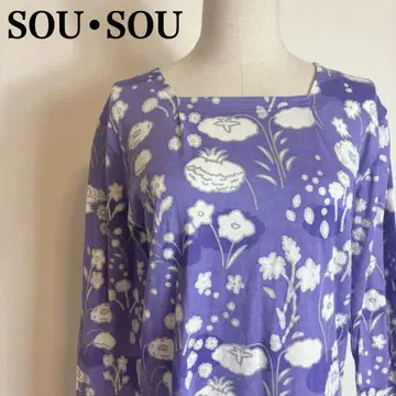 소우소우 지반 티셔츠 카논 쿄가타 유젠 꽃무늬 긴팔 교토 코튼