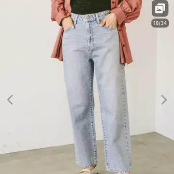 새상품 글로벌 워크 GOOD DENIM 라이트 블루 스트레이트 데님 M