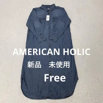 아메리칸 홀릭 새상품 긴팔 cotton 100% 데님 롱 원피스