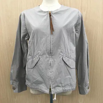 카키 면 노카라 자켓 F0903A10