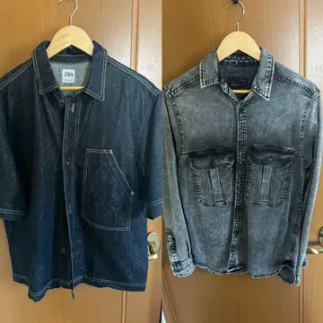 ZARA 데님 셔츠 긴팔 반팔 2점 set