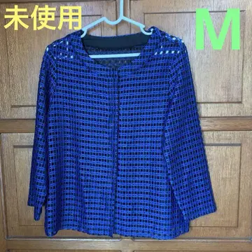 미사용 아름다운 블루 메쉬 노카라 자켓 M 사이즈
