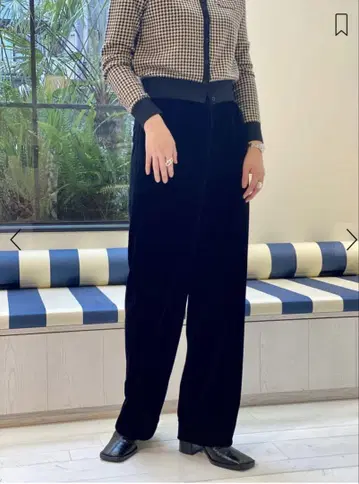 블랙 벨벳 와이드 팬츠 CABaN