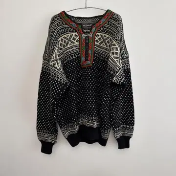 vintage 노르딕 무늬 오버 사이즈 스웨터