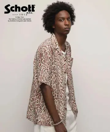 SCHOTT 레오파드 셔츠 레이온