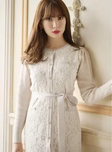 herlipto Victoria Lace Belted Knit Dress