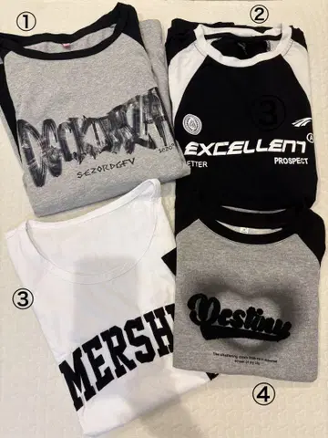 SHEIN T셔츠 세트 (4장)