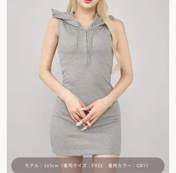 다리치 라메 맨투맨 미니 원피스 FL GRY 후드