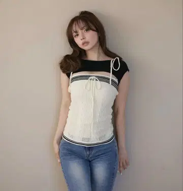 AND MARY 케이블 니트탑 택 포함