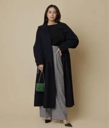 마이 스트라다 스탠드 카라 코트 네이비