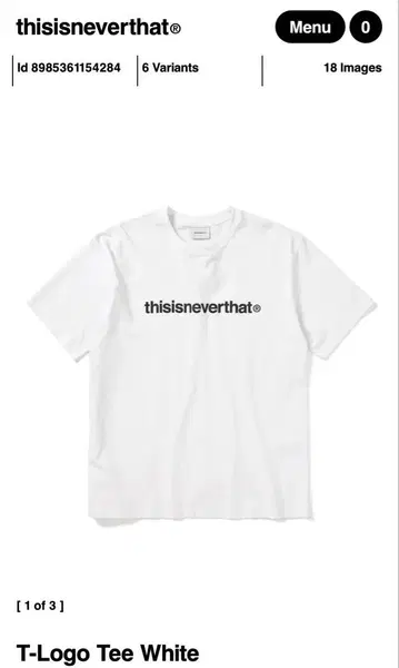 L 사이즈 thisisneverthat 화이트 티셔츠