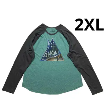 DEF LEPPARD 래글런 긴팔 티셔츠 2XL 에메랄드 그린 흑먹색