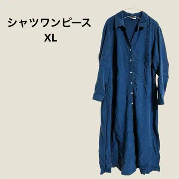 다크 블루 긴팔 셔츠 원피스 XL