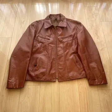 70s~80s unknown 추정 usa제 가죽 자켓 라이더 홍차
