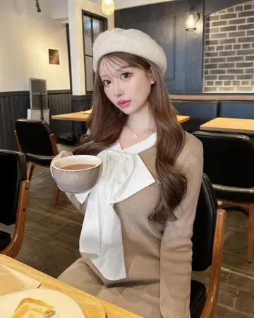 셰리미 cheri mi 빅 리본 니트 원피스 베이지