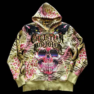christian audigier 지퍼 후드티 큐빅 올 패턴 자수
