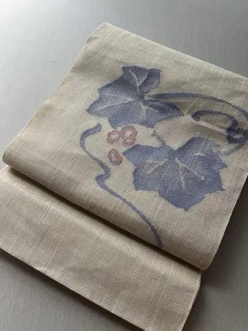 여름 나고야 오비 면린넨 오비(약 24cm) 크림색 덩굴무늬