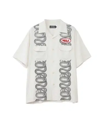 HYSTERIC GLAMOUR SNAKE LOOP 패턴 오픈 카라 셔츠