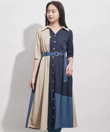 REDYAZEL 바이컬러 절개 원피스 S
