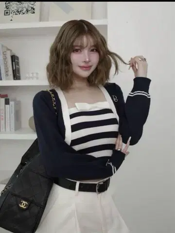 Darich 레이어드 보더 니트 앙상블