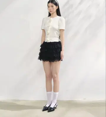 Treat urself 로즈 가디건 반팔