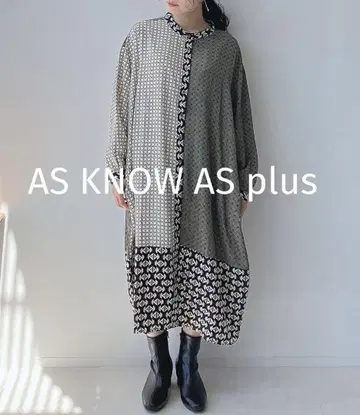 AS KNOW AS plus 배색 코쿤 원피스
