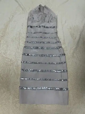 HERVE LEGER 스팽글 장식 슬리브리스 미니 원피스 사이즈 S