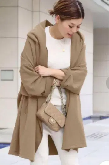아메리카나 후디 가운 가디건 코트 베이지