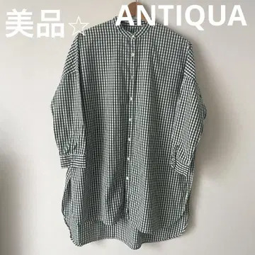 새상품급 ANTIQUA 가을 컬러 체크 셔츠 원피스 긴팔