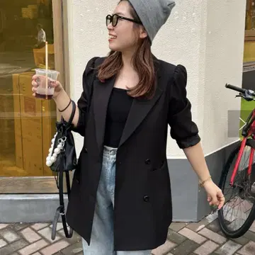 [ MOMO ] 퍼프 슬리브 테일러드 자켓