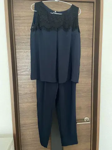 네이비 레이스 부착 셋업