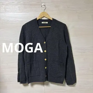 MOGA 다크 그레이 가디건 울 골드 버튼 고급 겉옷 프론트 오픈
