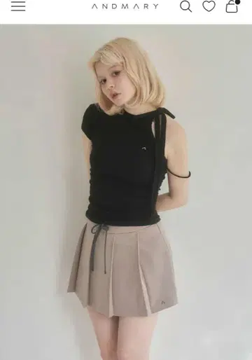 andmary Manon ribbon tops black