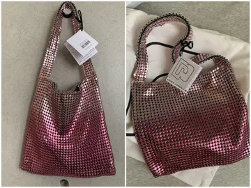 새상품 rabanne 메탈릭 핑크 핸드백