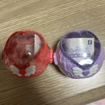 익명 배송 클리어 컴팩트 케이스 2개 세트 레드 퍼플 가챠