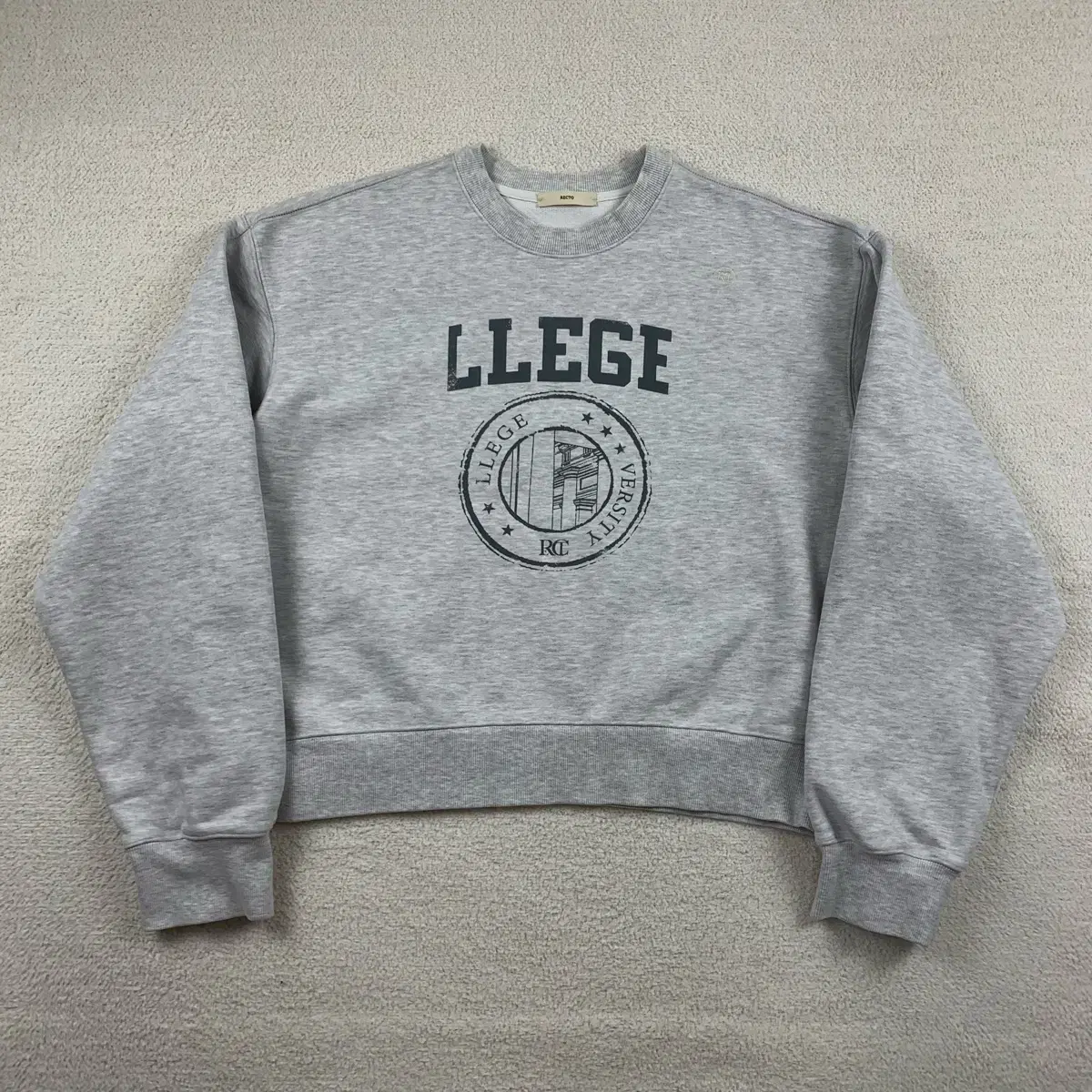 【RECTO】LLEGE LOGO SWEAT / MELANGE GREY RECTO | 렉토 Recto LLEGE Logo Oversized Sweatshirt Mélange