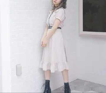 BUBBLES 시스루 원피스 베이지 F 사이즈
