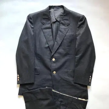 새상품급 빈티지 플란넬 수트 은색 버튼 차콜 80s 70s