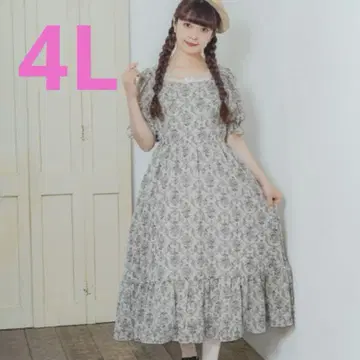 시마무라 아오키 미사코 원피스 m petit 4L 3XL 베이지 화이트