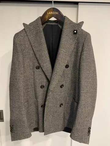 LARDINI 더블 브레스트 체크 무늬 자켓 Size42