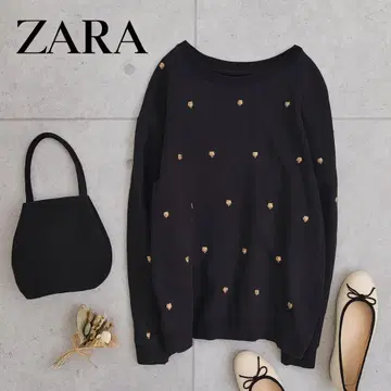 ZARA 블랙 맨투맨 타이거 스터드 자라 S