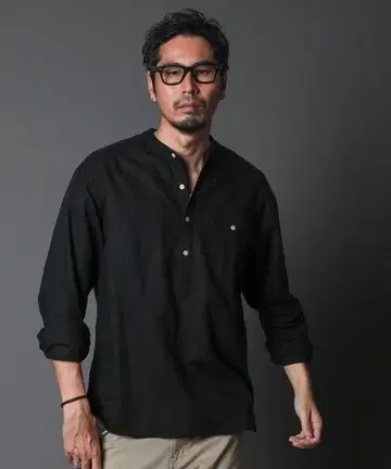 COTTON LINEN PO SHIRT 린넨 소재 노카라 셔츠 M