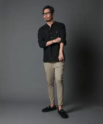COTTON LINEN PO SHIRT 린넨 소재 노카라 셔츠 M